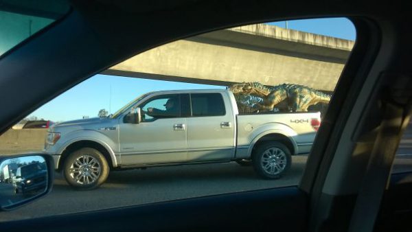 dino on the road