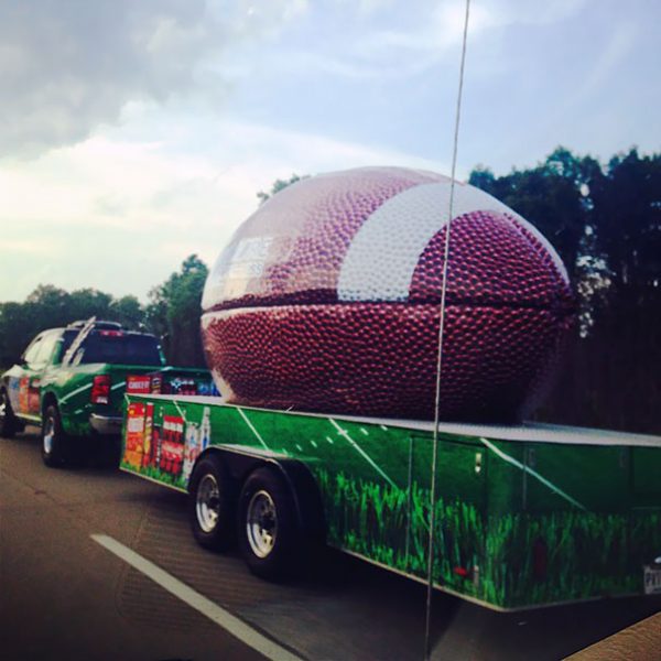giant football on the road