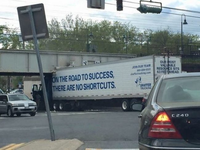 trucker hits the bridge 