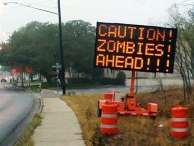 zombi road sign being funny 
