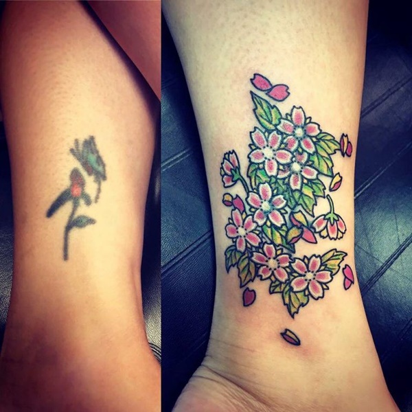 flowers cover up tattoo 