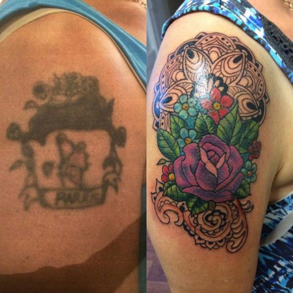 cover up tattoo with flowers 