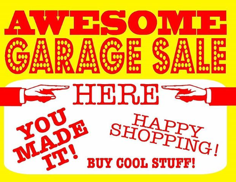 happy shopping yard sale sign 