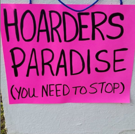 hoarders paradise yard sale sign 