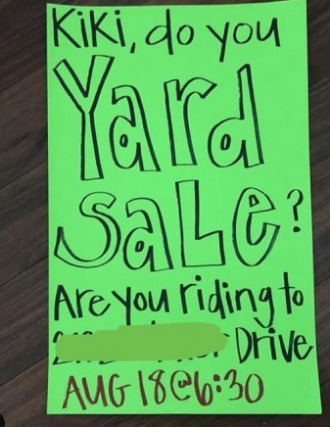 kiki riding yard sale