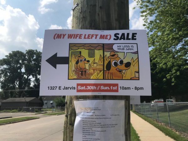 wife left me so im having a yard sale sign