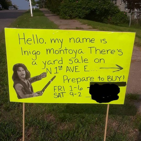 princess bride yard sale sign