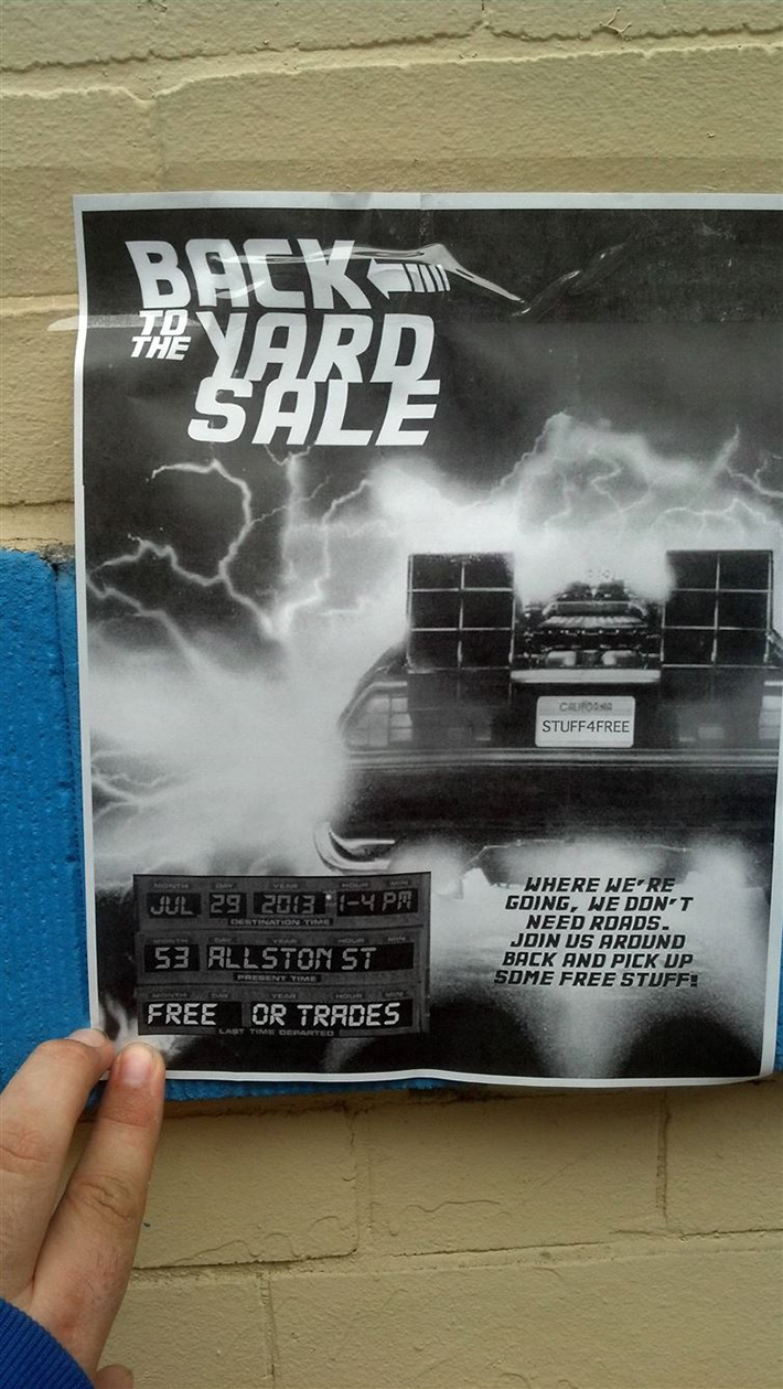 back to the future yard sale sign