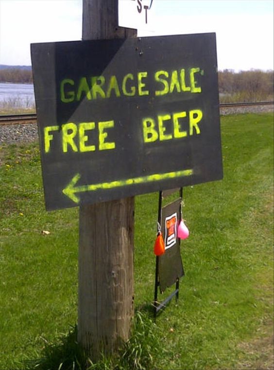 free beer yard sale sign 