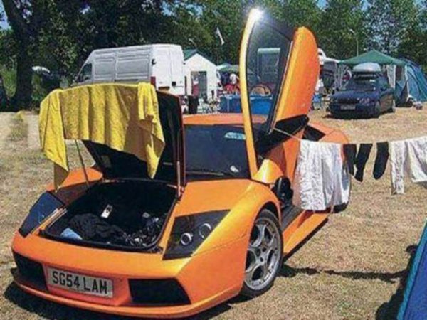 car in the camping trip