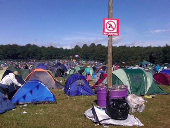 no camping road sign 